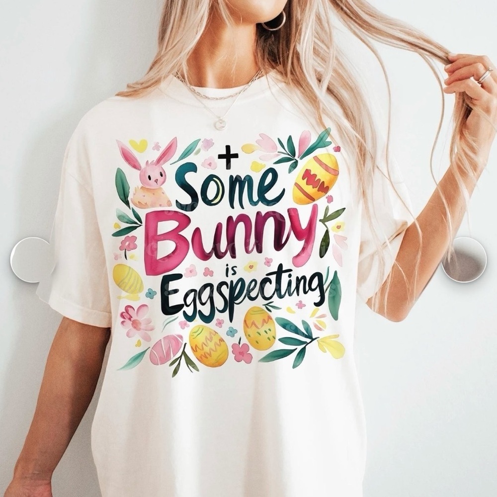 Christian Easter Pregnancy Shirt “Some Bunny Is Egg-specting” Tee - Picture 3 of 4